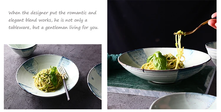 Японская керамическая тарелка, глубокий поднос, тарелка для пасты, креативная посуда в западном стиле, тарелка для дома, Западная тарелка для супа, посуда