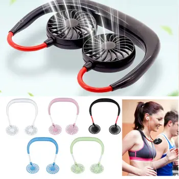 

Personal Mini Neck Double Fans 3 Speed Adjustable for Home Office New USB Rechargeable Wearable Portable Hand Free Neckband Fan