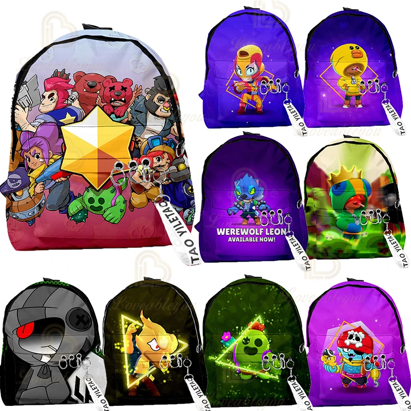 Figura de héroes de los juegos de estrellas para adolescentes, modelo de figura de dibujos animados, Spike, Shelly, Leon, mochila escolar, bolsa suave e inofensivo, regalo de cumpleaños para niños