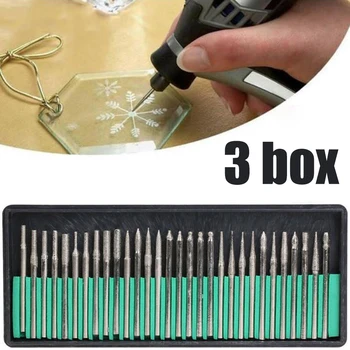 

90pcs Grinding Burrs 3mm Shank Drill Bits Rotary Tool Rocks Marbles Portable