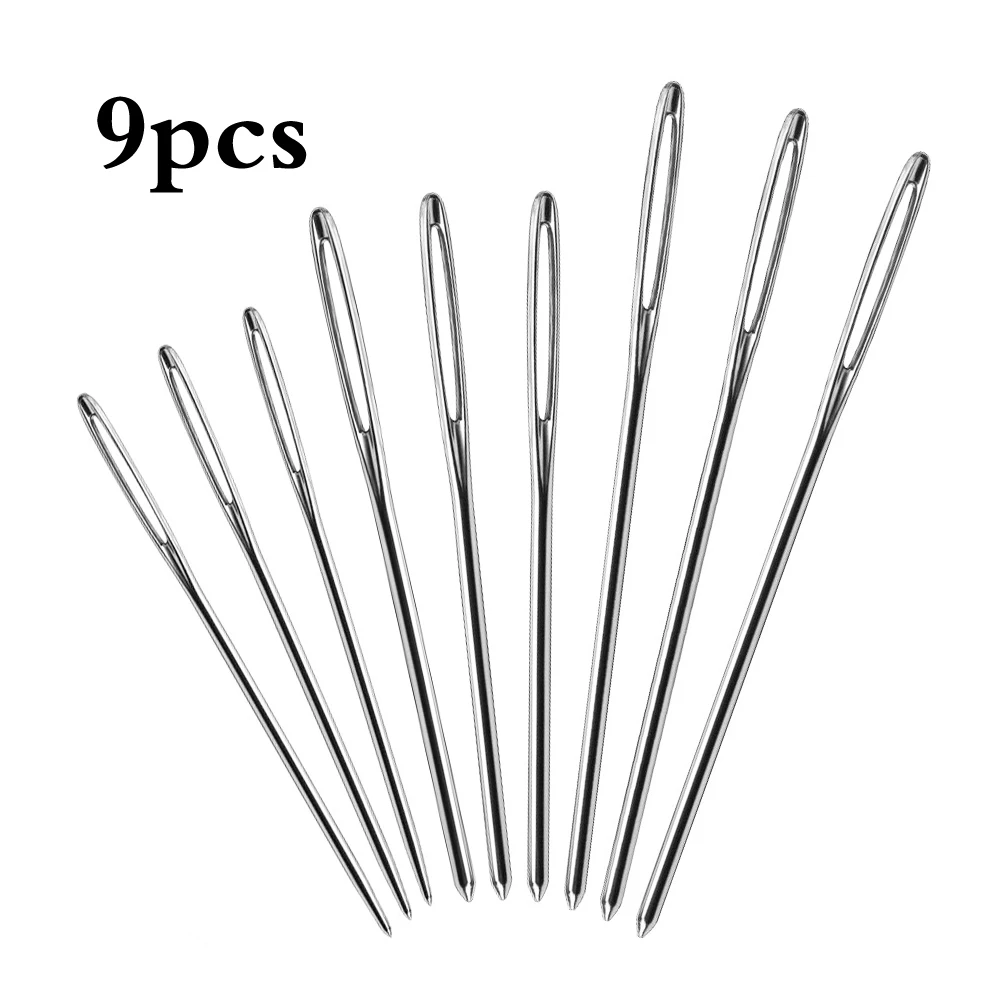 Stainless Steel Stringing Needles  Stainless Steel Knitting Needles - 9pcs  Large-eye - Aliexpress