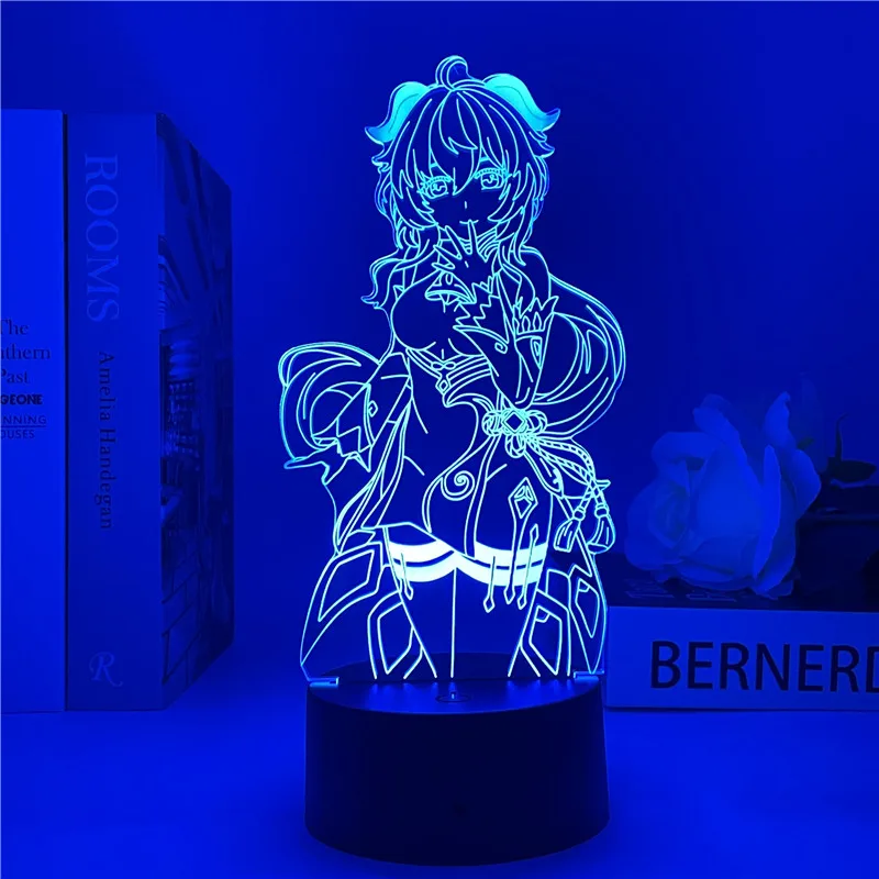 Genshin Impact Ganyu night light 3D LED game decoration light, used to decorate the atmosphere bedside gift genshin model light cat night light