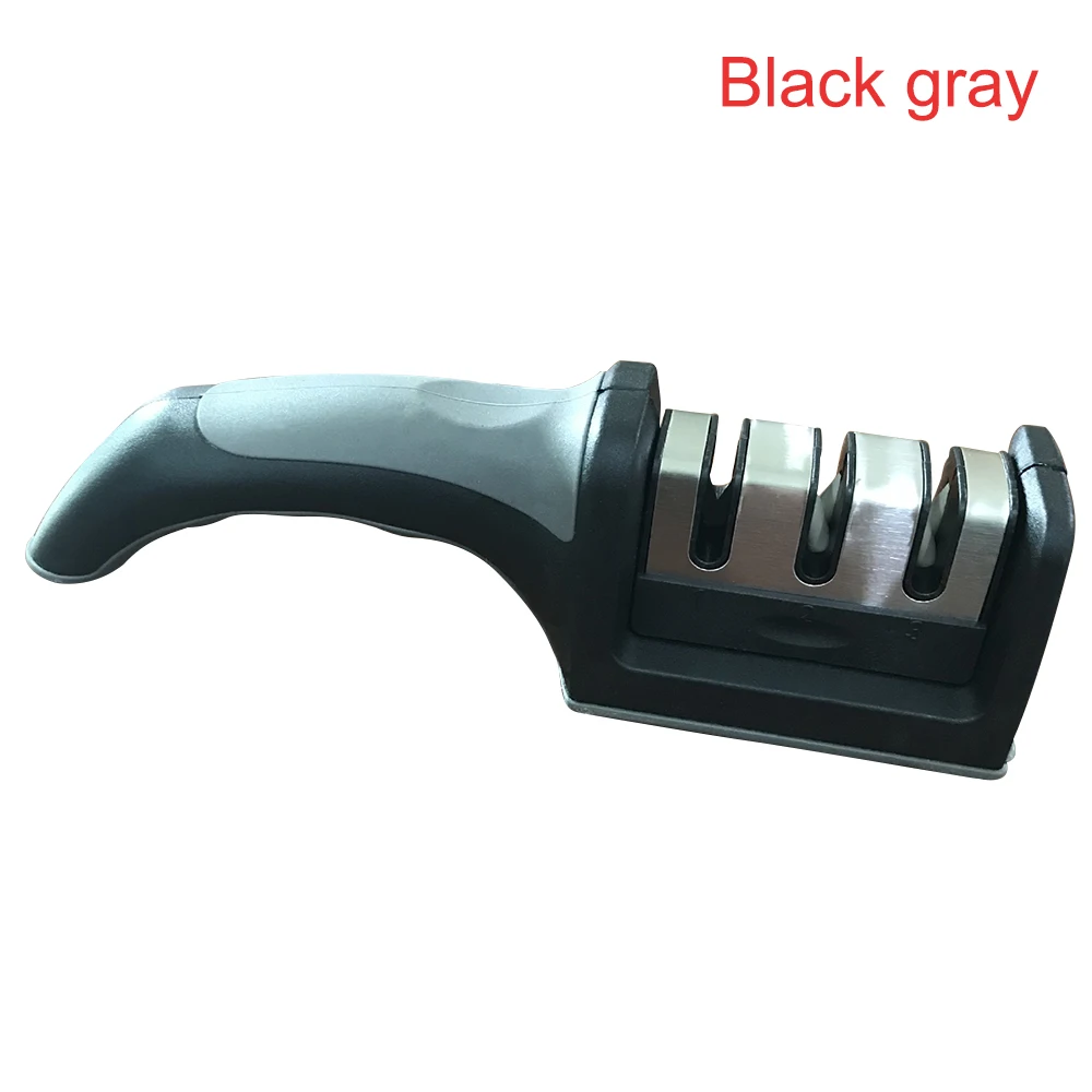 black gray 1 шт. 3 этап Профессиональный Кухня Ножи точилка алмазное напыление+ Вольфрам Сталь+ Керамика кухонные инструменты, нож точилка - Цвет: black gray