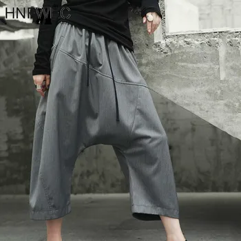 

High Quality 2019 Spring Solid Color Spliced Pockets Ankle-length Pants Cross-pants Fashion New Women's Wild Q752