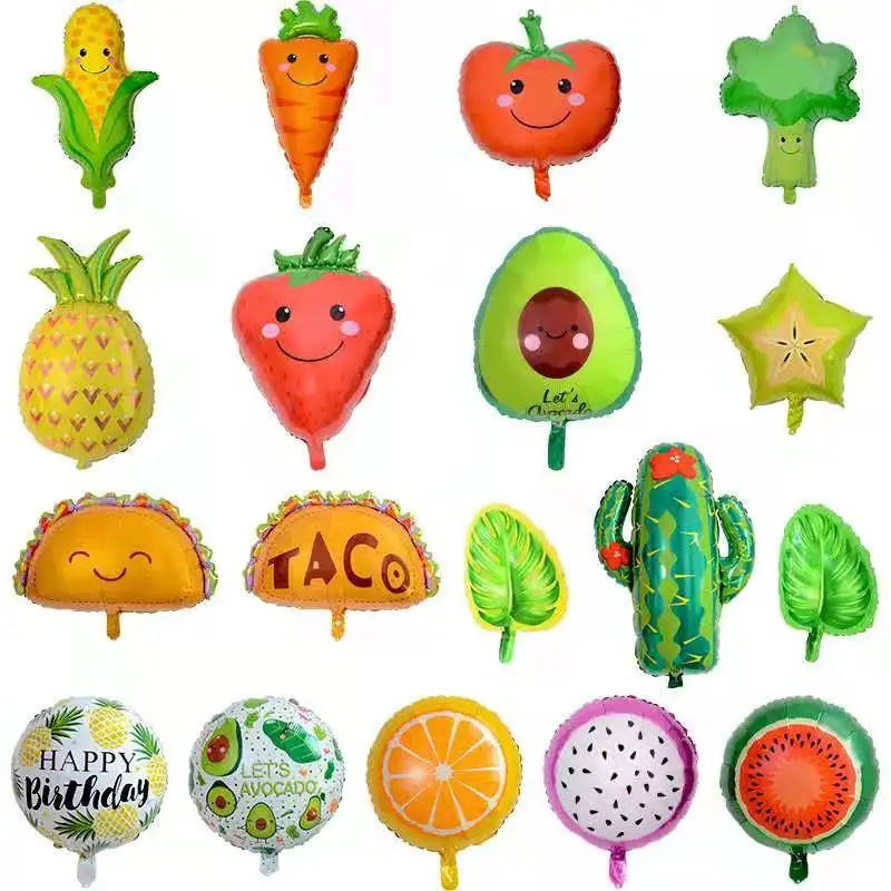 1Pcsummer Decorazione Per Feste Decorazione Di Compleanno Serie Di Frutta Cactus Anguria Carambola Drago Frutta Palloncino In Alluminio