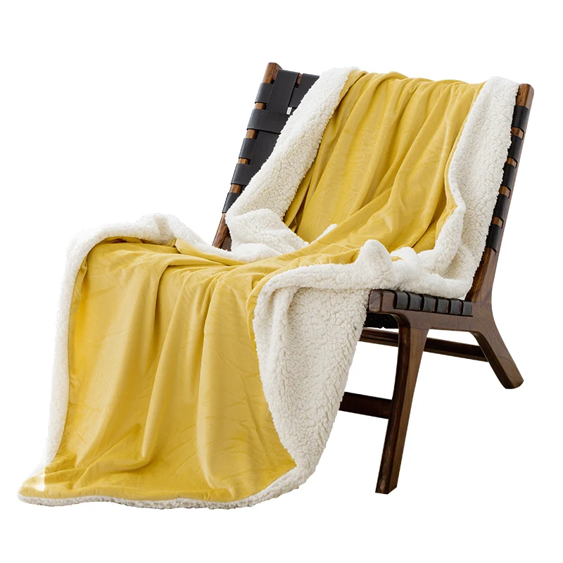 Double Layer Thicken Blanket Small and Portable Flannel Throw Fluffy plush sherpa | Дом и сад