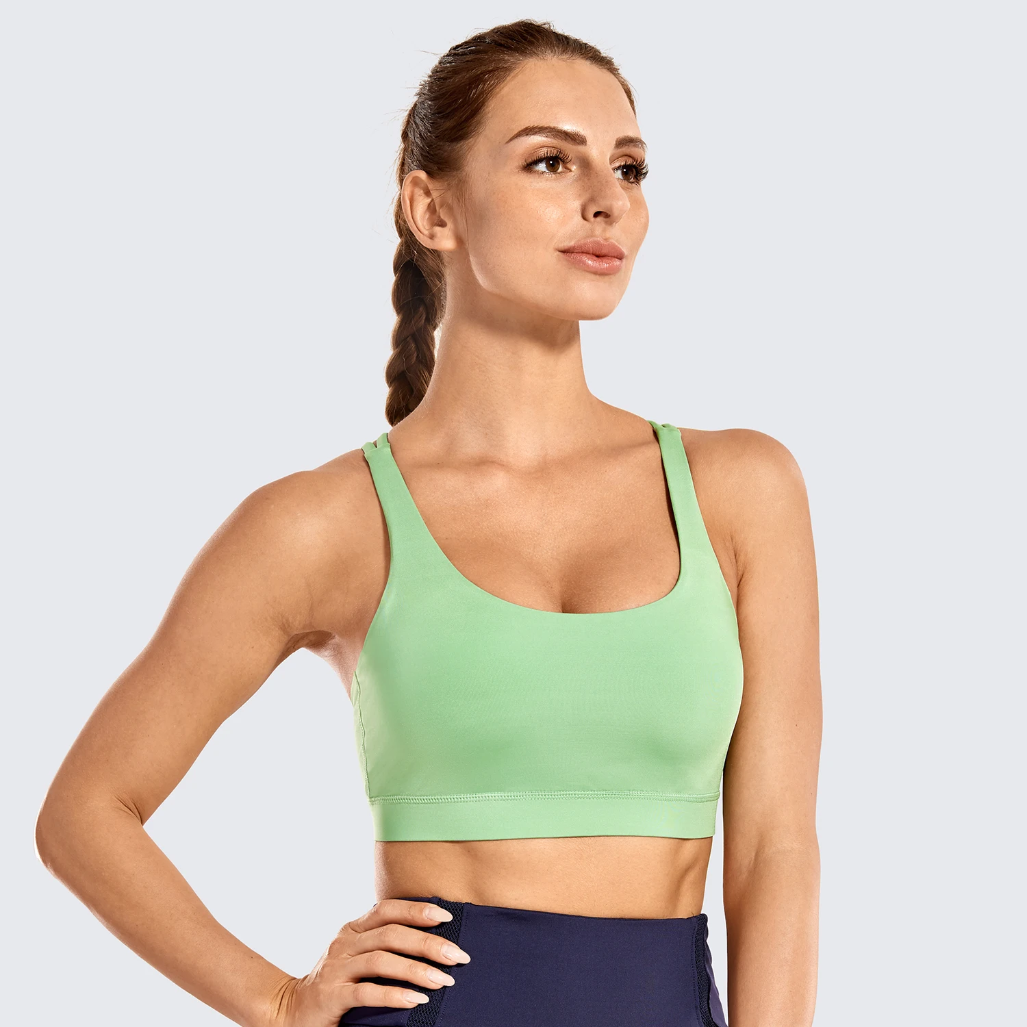 Opal Green05 SYROKAN женский спортивный бюстгальтер без косточек с бретельками на спине - Цвет: Opal Green05