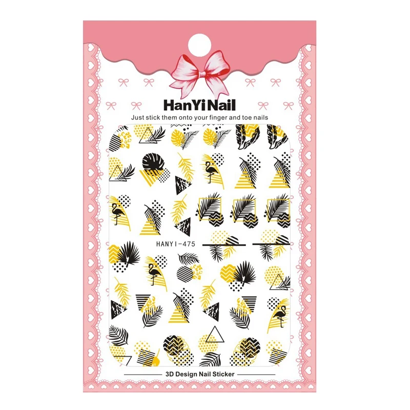 

10 шт., декоративные наклейки для ногтей с листьями черного и золотого цвета