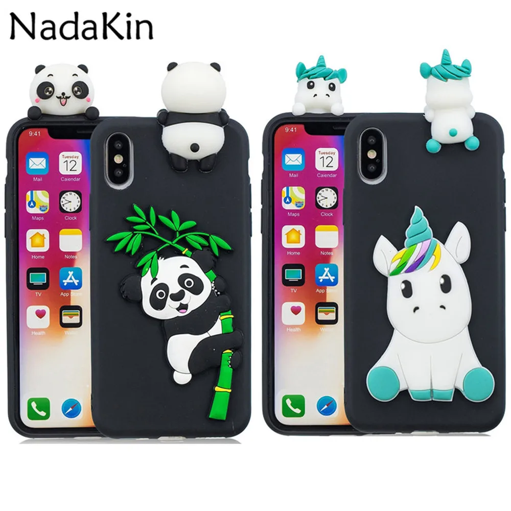 Silicone Cases for iPhone 11 Pro X XS MAX XR 8 7 6S 6 5 5S SE 3D Cute Dolls Toys Soft Back Cover Cartoon Animal Unicorn Bear |