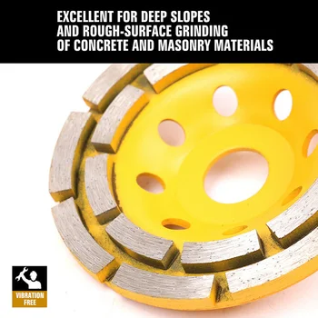 

4.5 Inch Diamond Cup Grinding Wheels Double Row Segments Concrete Angle Grinder PAK55