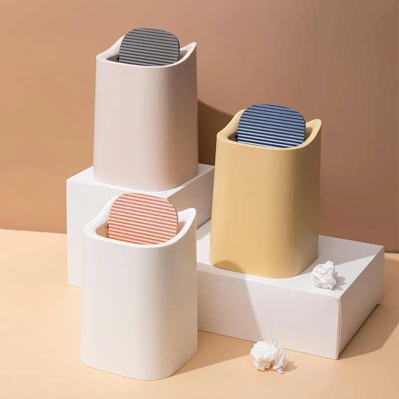 Mini Desktop Multifunctional Trash Can Home Car Storage Bucket Accessories With Lid Garbage Bin Nordic Style Living Room Office | Дом и сад