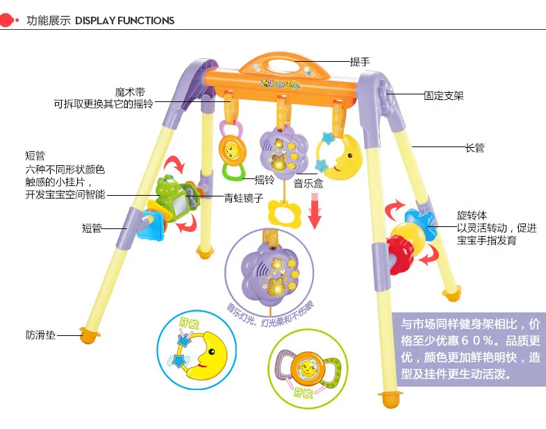 Youleen Infant Music Fitness Rack 0-2 Years Old Baby Early Childhood Toy Bed Bell Rattle Newborns Gift