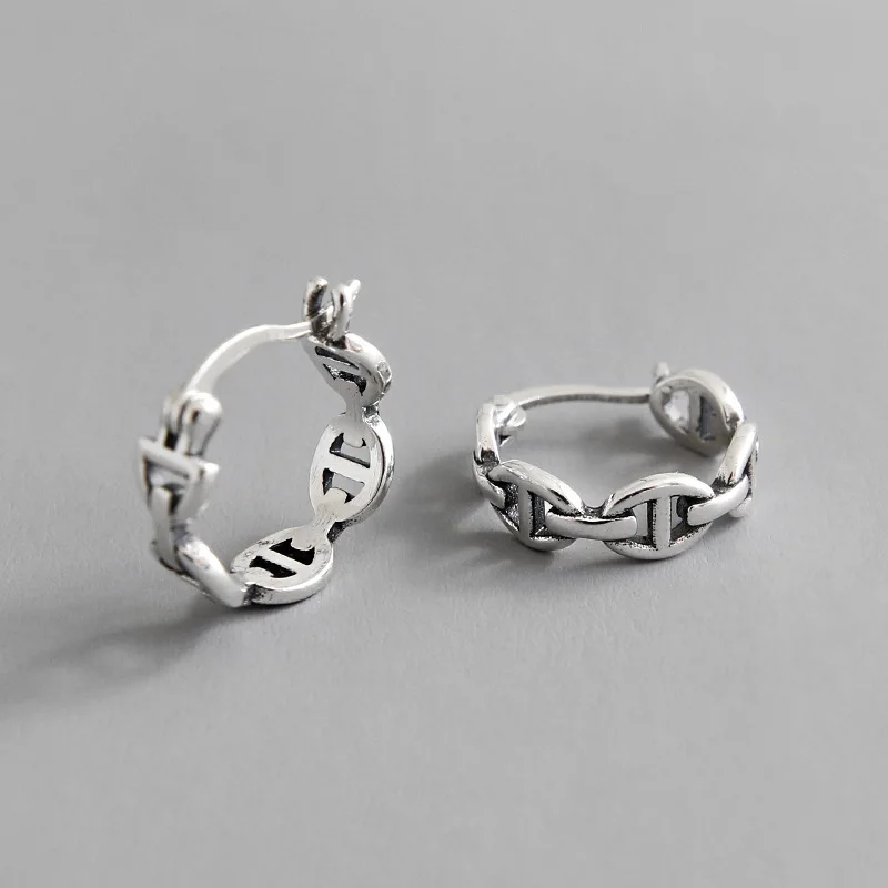 

Vintage 925 Sterling Silver Earrings Women Contracted Chain Female Ear Clip Personality Small Brinco Fine Jewelry New Arrival