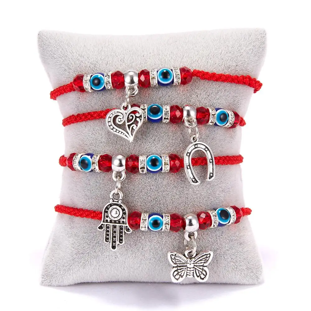 

Lucky Pendant Red String Bracelet Turkish Evil Eye Charm For Women Hand Braided Adjustable Men Friendship Jewelry Gift