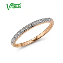 VISTOSO Настоящее 14 к 585 розовое золото сверкающий бриллиант тонкое кольцо для женщин юбилей помолвки Мода Тренд ювелирные изделия