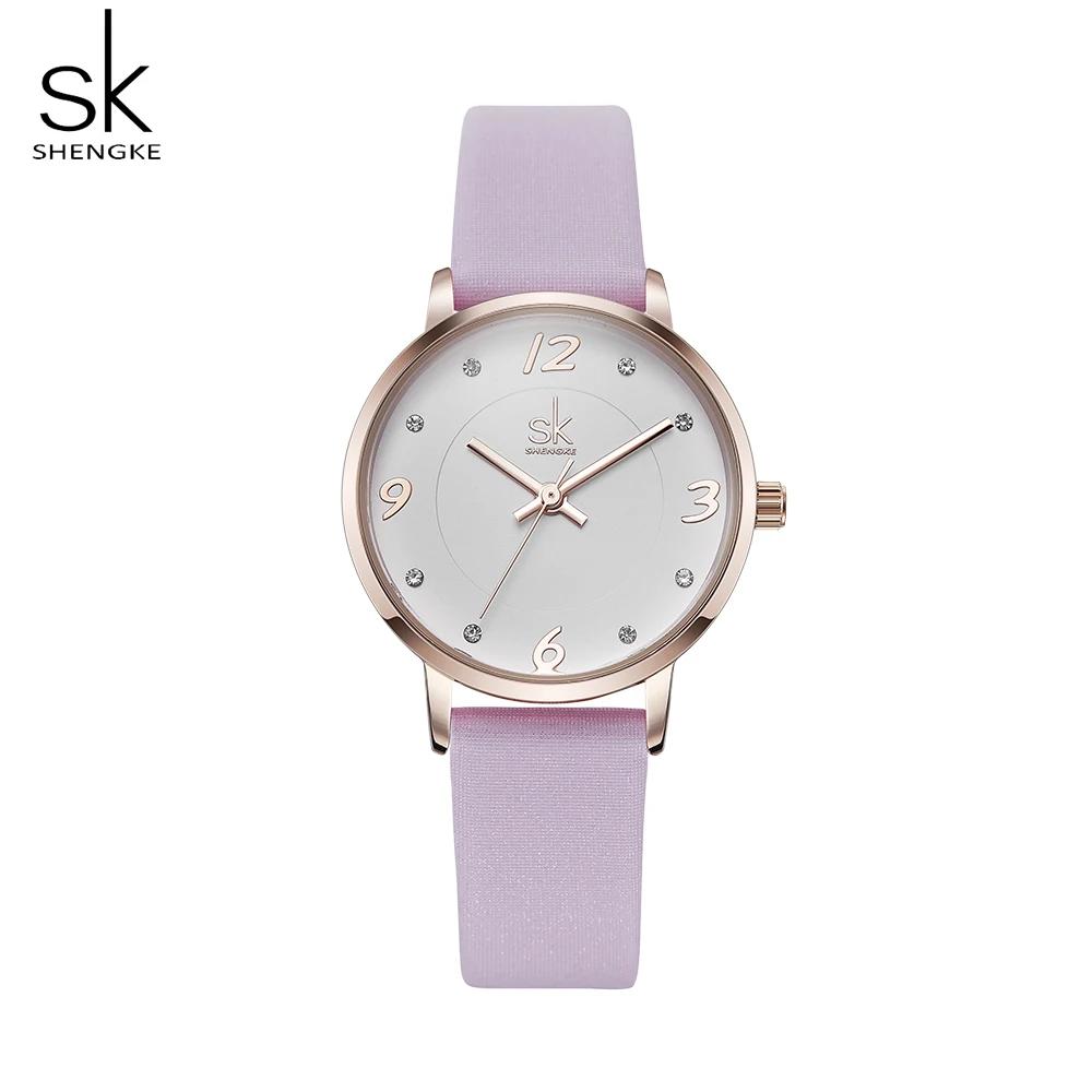 Shengke современные розовые женские часы модные женские часы кварцевые ...