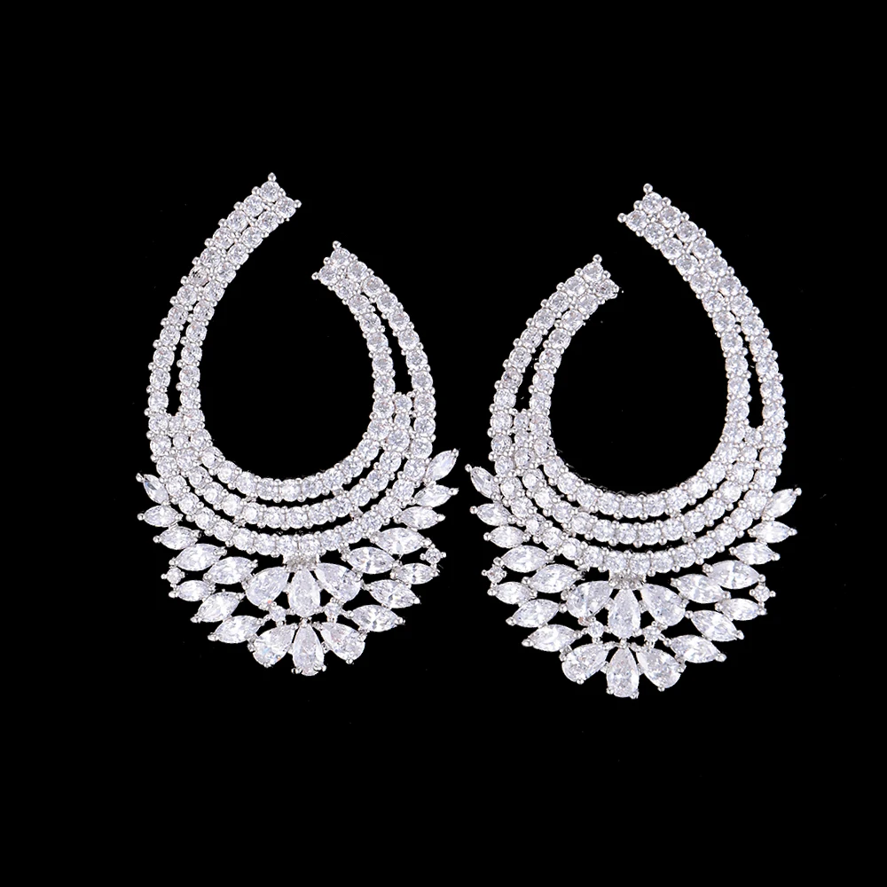 LARRAURI Luxury Zircon Crystal CZ Crystal Stud Earrings For Women Wedding DUBAI Bridal Earrings boucle d'oreille femme