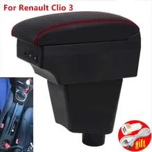 Para Renault Clio 3 caixa Armazenar conteúdo caixa Apoio de Braço central com interface USB Captur