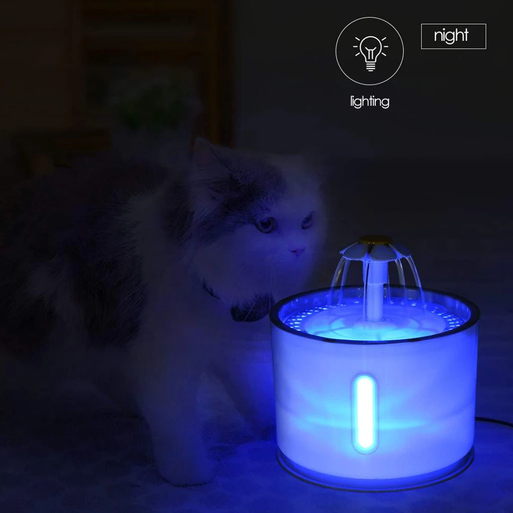 2.4L автоматический фонтан для воды для домашних животных, кошек, светодиодный, электрический, USB, для собак, для домашних животных, бесшумная поилка, питатель, миска для домашних животных, фонтан, диспенсер для питьевой воды