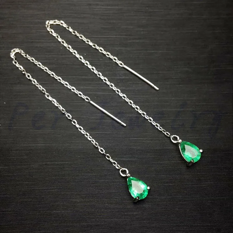 Натуральные серьги с изумрудом,, Стерлинговое Серебро 925 пробы, 0.4ct* 2шт, драгоценный камень, ювелирные украшения# R982810