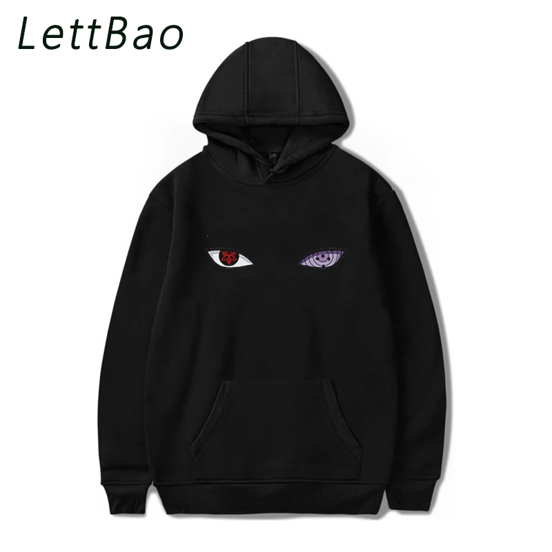 

Novelty Harajuku Anime Hoodies Naruto Uchiha Uzumaki Hatake Eyes Print Pullover Sweatshirt Men/women Hip Hop Streetwear Gothic