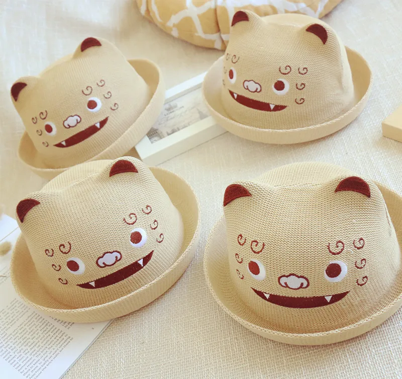 

Korean-style Straw Hat Spring And Autumn Summer 6-12 Months 1-2-4-Year-Old Children Bucket Hat Bowler Hat Infant Men And Women C
