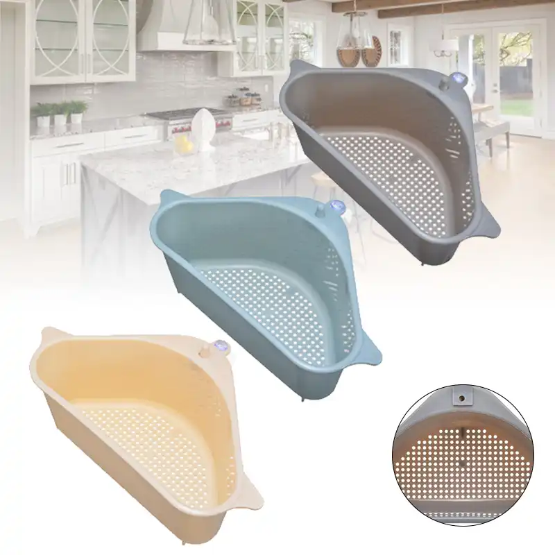 Keuken Driehoek Gootsteen Magazijnstelling Plastic Groente Afvoer Plank Opknoping Vaatwasser Houder Zuignap Ontwerp Gat Gratis Statief Opslag Houders Rekken Aliexpress