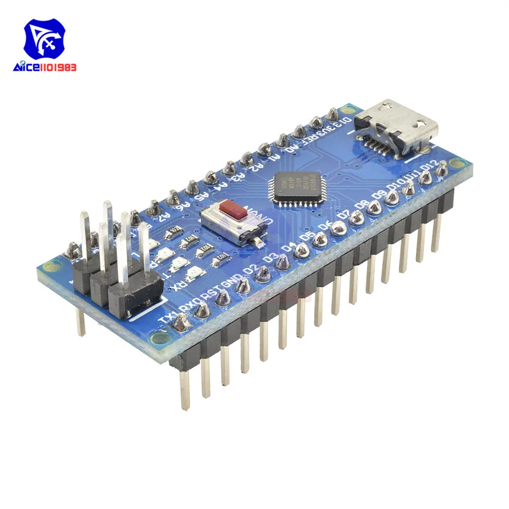 Diymore Micro USB адаптер CH340 Nano V3.0 ATMEGA328P-MU ATMEGA328 микроконтроллер макетная плата для Arduino