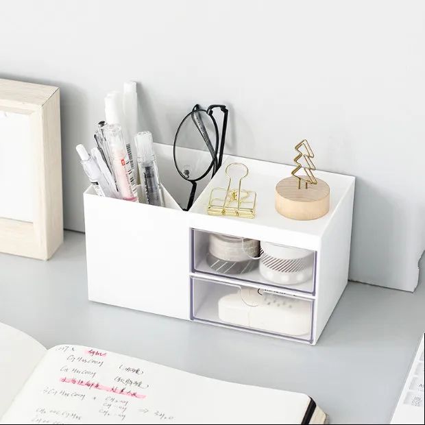 

Multi-function 4 Grid Desktop Pen Holder Office School Stationery Storage Case Wood Box Desk Pen Pencil Organizer