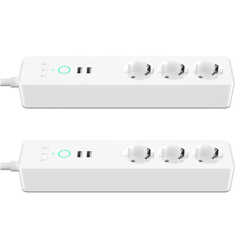 ЕС Wi-Fi Smart power Strip 3 розетки разъем 2 usb зарядный порт синхронизации Tuya приложение Голосовое управление работа с Alexa Google Home - Тип: 2 Pieces