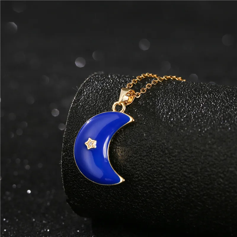 Женское Ожерелье-цепочка 4 цвета с изображением Луны и звезды подвесное ожерелье