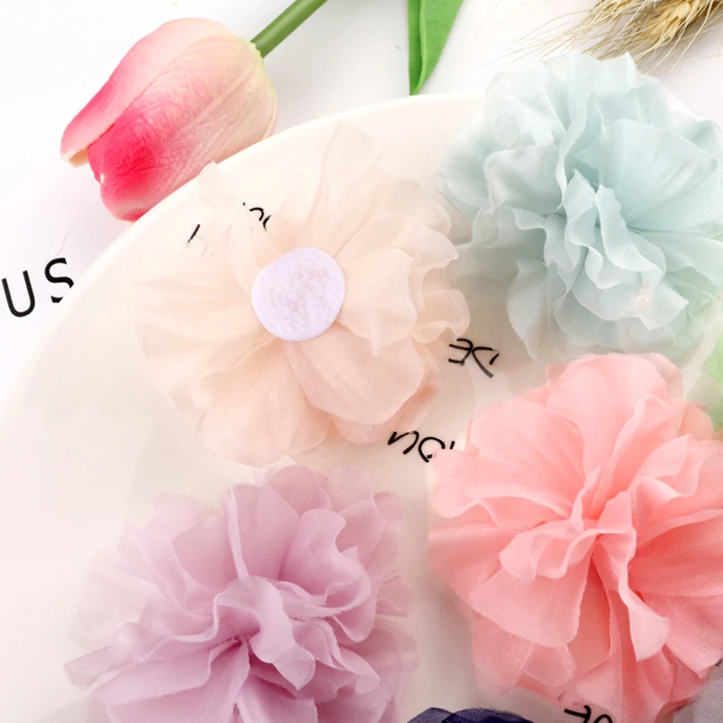 5PCS /33 Colors Mini Chiffon Fabric Flower For Wedding Invitation Artificial Flowers For Dress Decoration