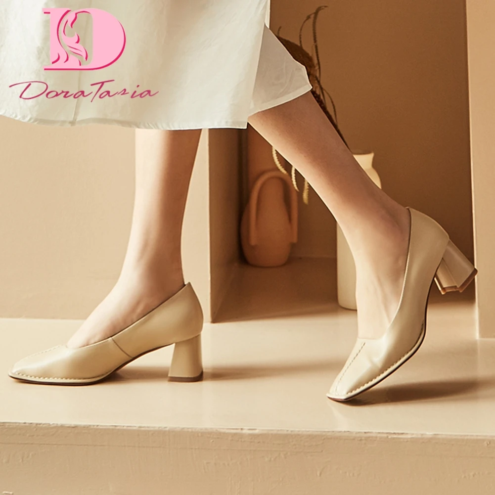

Doratasia 2020 New Design Genuine Cow Leather Strange Style Shoes Woman Pumps Female Slip On Sheepskin Concise Pumps Women
