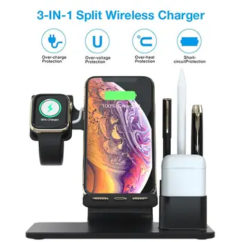 

N36 For IWatch 4/3/2/1 Charging Bracket Qi Fast Wireless Charging Station 3-in-1 Aluminum Charger Base For IPhoneX/Huawei