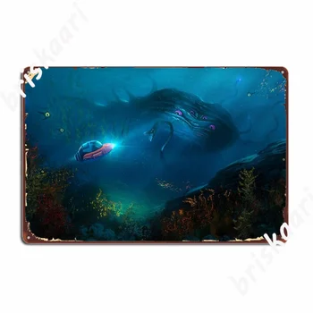 Subnautica океанические монстры, искусство, металлический знак, настенный паб, пещера, паб, Настенный декор, печать, жестяной знак, плакат