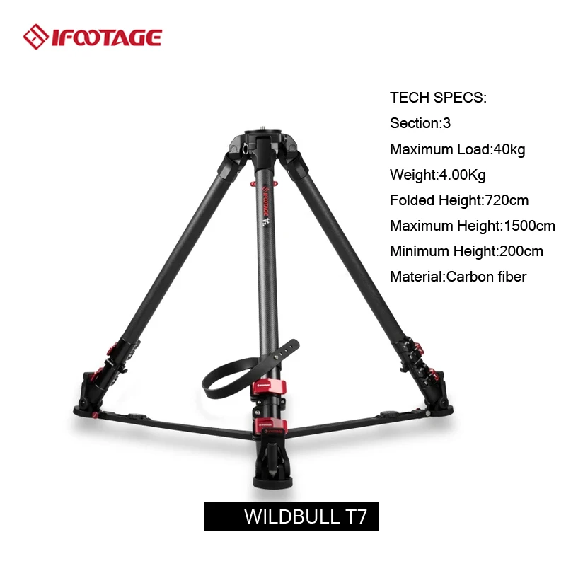US $344.00 IFOOTAGE Camera Tripod T59T7 Professional Heavy Duty Aluminum Video Tripod Ajustable Stand Max Loading 88lbs For DSLR Camcorder
