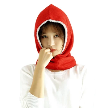 

WZCX Solid Color Thicken Siamese Scarf Women'S Winter Hat Keep Warm Casual Fashion Cold Protection Adult Cap Ski Cap
