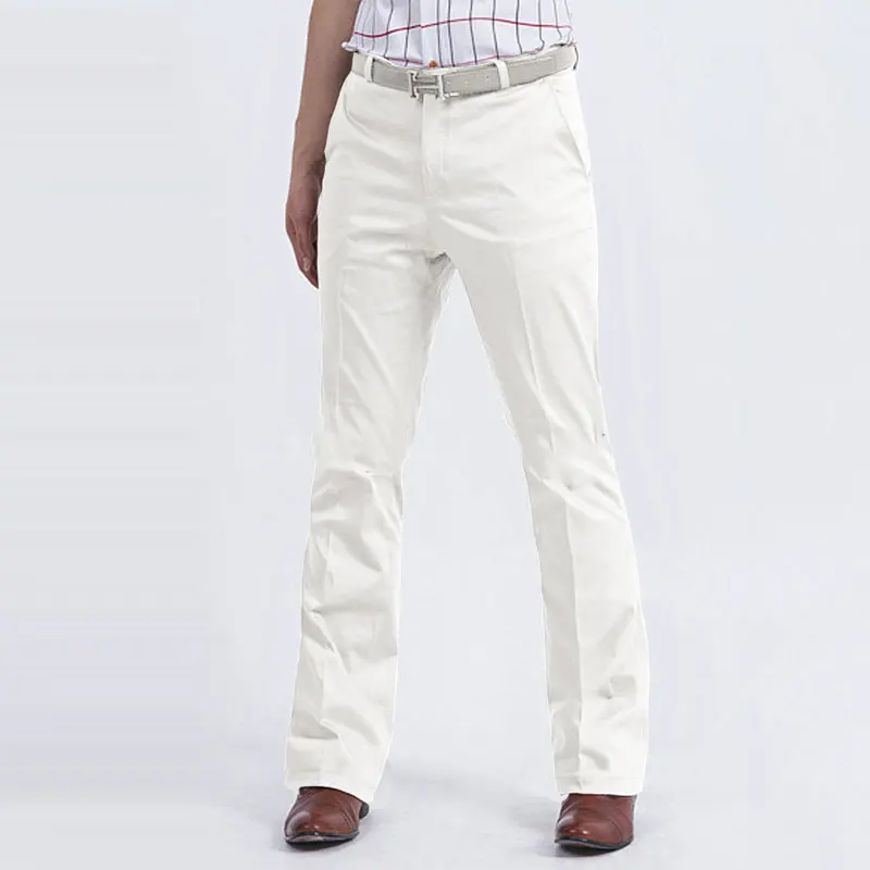 Men's Business Casual Flare Pants Slim-free trousers Male Korean wide-Leg Pants Color: White Khaki Black Navy Blue Gray