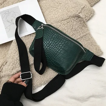 

Women PU Leather Adjustable Belt Chest Bag Casual Crocodile Pattern Summer Messenger Cross Body Clutch Waist Pack Fashion Gift