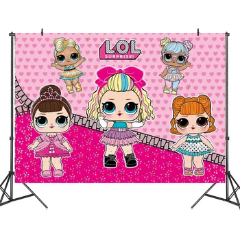 

125*80CM Birthday Background Cloth LOL Surprise Party Anime Figure Dolls Theme Layout Girl's Birthday Surprises Gift