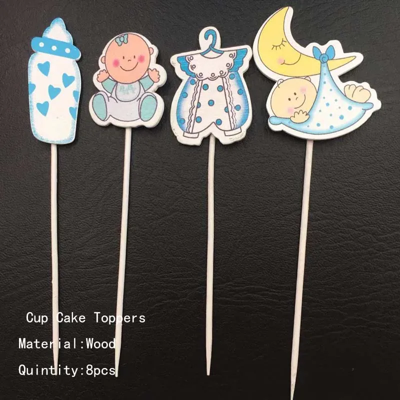 Style 1 Близнецы вечерние Babyshower Cupcake Wooden Stick деревянные его мальчик девочка Беби Шауэр детский сувенир 1-й День рождения DIY Детские принадлежности - Цвет: Style 1