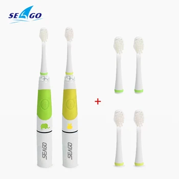 

Seago Electric Toothbrush For Children Battery LED Kids Sonic Tooth brush Waterproof Smart Timer Replacement Brush Heads