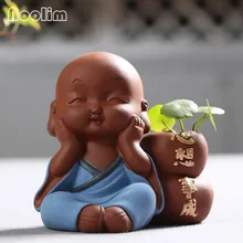 Фиолетовый Глиняный мини маленький монах цветочный горшок чай домашний декор Чай церемония Аксессуары дзен Маленький прекрасный зеленый контейнер для растений