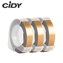 CIDY 3 рулона 9 мм* 3 м Dymo 3D пластик Compagne золотой цвет лента с тиснением для тиснения этикеток производитель DYMO 1011 1610 12965 Motex E101