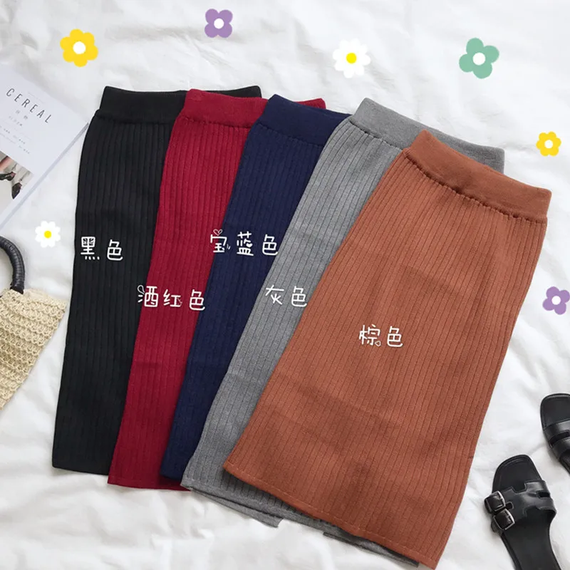 

Photo Shoot 2019 Korean-style Early Autumn New Style French Slit Korean-style Students Slimming High-waisted Half-length Skirt L