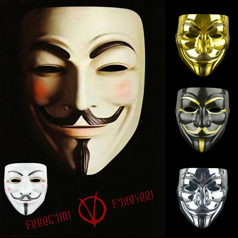 

1PCS Full Face Party Mask V Word Vendetta Mask Anonymous Guy Fancy Fancy Adult Costume Accessories Party Cosplay Halloween Mask