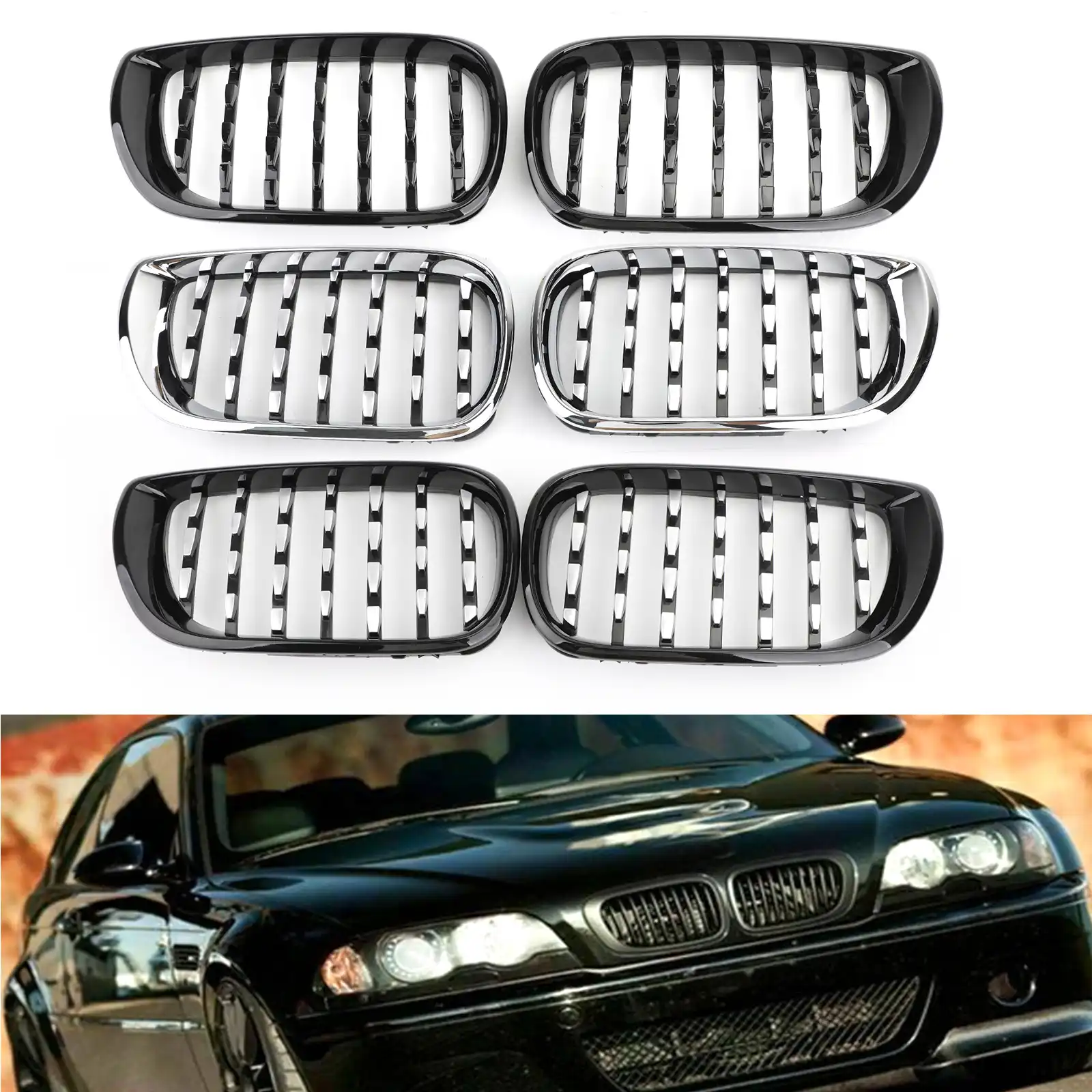Areyourshop 1 Pair Diamond Style Front Grille For Bmw E46 Saloon Touring Facelift 3series 2002 2005 4dr Front Grill Car Parts Racing Grills Aliexpress