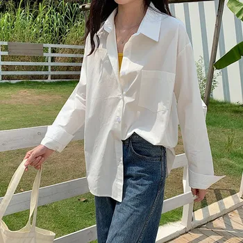 

Womens Tops and Blouses Casual Solid White Blouse Office Shirt Blusas Mujer De Moda Long Sleeve Women Shirts Korean Clothes