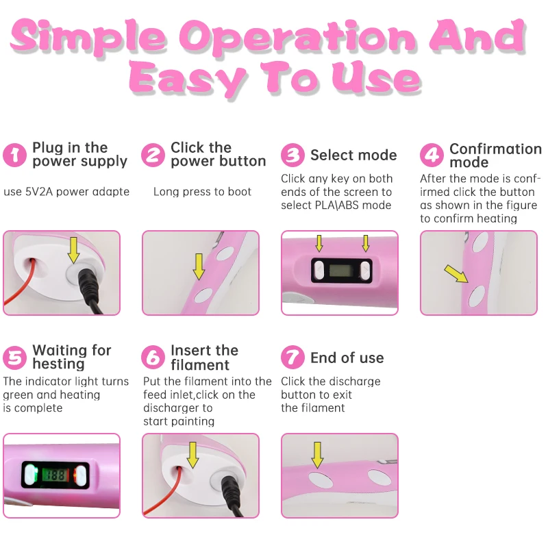 DIY 3D Pen 3D Pencil Printing Pen 1.75mm PLA Filament Pens With LED Screen Drawing For Kids Birthday Christmas Gift