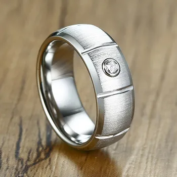 

Modyle 8mm Silver Color Matte Surface Rings for Men Tungsten Carbide AAA CZ Stone Alliance Comfort Wear Casual Male Jewelry